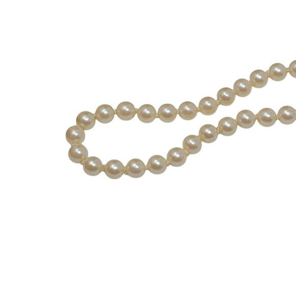 Vtg‎ Flapper Hand Knotted Faux Pearl Necklace Glass Ivory Classic Elegant Bridal - Picture 8 of 10
